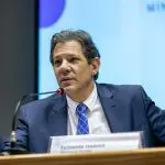 O ministro Fernando Haddad em coletiva de imprensa