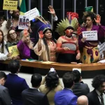 Marco temporal | Indígenas chegaram a protestar contra a derrubada dos vetos de Lula ao marco temporal | Foto: Lula Marques/Agência Brasil