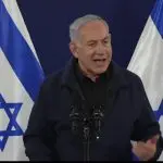 Benjamin Netanyahu em coletiva de imprensa