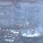 japão terremoto | Segundo o Corpo de Bombeiros, cerca de 200 edifícios foram destruídos pelo incêndio provocado por terremoto na cidade de Kawai, até agora | Foto: Reprodução/NHK