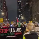 Manifestantes pró-Hamas