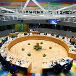 Sala do Conselho Europeu, órgão da União Europeia que representa os Estados membros