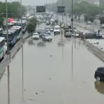 chuvas no rj - congestionamento - avenida alagada