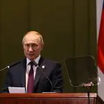 O presidente da Rússia, Vladimir Putin, durante Diálogo dos Líderes com o Conselho Empresarial do BRICS | Foto: Valter Campanato/Agência Brasil