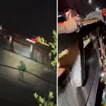 Homem | Vídeo mostra o momento em que o homem é resgatado pelo Corpo de Bombeiros | Foto: Reprodução/Redes sociais
