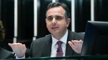 O presidente do Senado, Rodrigo Pacheco, durante sessão no Congresso Nacional