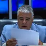 O senador Eduardo Girão (Novo-CE) durante a sessão temática de debates sobre a vacinação obrigatória contra covid-19 em crianças, na segunda-feira 26 | Foto: Reprodução/YouTube