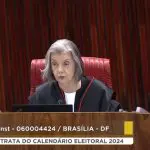 Ministra Cármen Lúcia, durante reunião para aprovar as resoluções contra a IA | Foto: Divulgação/TSE/Twitter/X