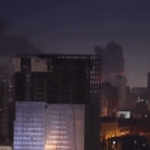 Imagem de Kiev durante ataque russo nessa madrugada