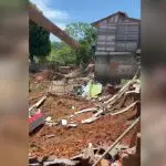 O desabamento ocorreu em um trecho da Rua Poços de Caldas, no bairro Cidade Nova | Foto: Divulgação/Defesa Civil Rio Branco