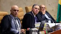 Os ministros Alexandre de Moraes, Luís Roberto Barroso e Gilmar Mendes, em sessão no Supremo Tribunal Federal / foro privilegiado