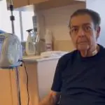 Foto do apresentador Faustão durante internação