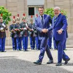 O presidente Luiz Inácio Lula da Silva, durante almoço de trabalho oferecido pelo presidente da República Francesa, Emmanuel Macron | Foto: Ricardo Stuckert/PR