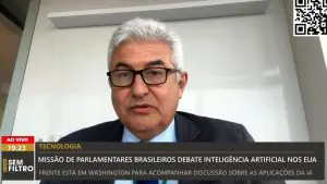 O senador Marcos Pontes, durante entrevista ao programa Oeste Sem Filtro