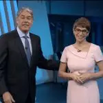 Foto de Renata Lo Prete e William Bonner na TV Globo