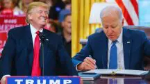 Donald Trump e Joe Biden, lado a lado