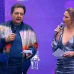 Foto da apresentadora Anne Lottermann com Faustão