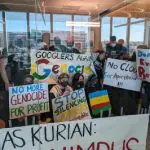 Manifestantes em escritório do CEO do Google Cloud