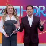 Foto de Marcão do Povo e Christina Rocha no programa Tá na Hora