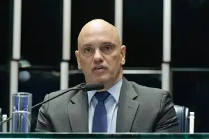 Na cerimônia desta quarta-feira, 17, Alexandre de Moraes foi recebido por Pacheco e discursou em plenário | Foto: Geraldo Magela/Agência Senado
