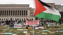 Manifestantes acampam no campus da Universidade de Columbia para protestar em prol dos palestinos