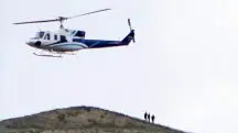 Helicóptero que transportava o presidente do Irã em decolagem, no Azerbaijão - 19/5/2024 | Foto: Ali Hamed Haghdoust/Wana/Reuters