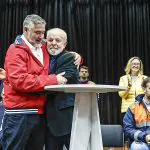 15.05.2024 - Ministro da SECOM, Paulo Pimenta e o Presidente da República, Luiz Inácio Lula da Silva, durante anúncio de medidas relacionadas ao Rio Grande do Sul. São Leopoldo - RS