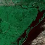 As regiões mais impactadas incluem o Sul do Estado e a Bacia do Jacuí, onde as alterações na paisagem são particularmente notáveis | Foto: Reprodução/MetSul Meteorologia