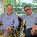 Tony Ramos e o jornalista Hélter Duarte, da TV Globo | Foto: Divulgação/Tony Ramos