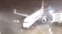 avião arrastado pelo vento no Texas