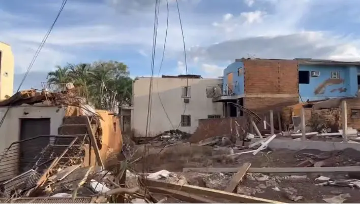 Casas destruídas em Lajeado (RS)