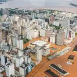 chuvas no rio grande do sul vista panorâmica de porto alegre - lago guaíba - ricardo stuckert pr