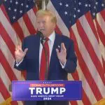 Donald Trump durante discurso depois de condenação