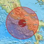 Mapa divulgado nas redes sociais mostra região atendida pelo terremoto na Itália | Foto: Reprodução/Twitter/X