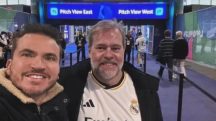 O empresário Alberto Leite e o ministro Dias Toffoli na final da Champions League, em Londres. O STF gastou 39 mil reais com as diárias internacionais de um segurança designado para acompanhar o ministro em viagem à Inglaterra entre 25 de maio e 3 de junho (2024) | Foto: Montagem Revista Oeste/Reprodução Redes Sociais