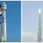 Momento em que a cápsula Starliner CST-100 inicia a missão