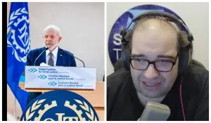 Da esquerda para a direita: presidente Lula durante discurso em Genebra e o cientista Sérgio Sacani