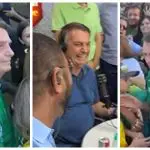 Bolsonaro usa camiseta verde enquanto tira foto com apoiadores