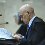 Alexandre de Moraes Ministro STF durante voto. O Supremo Tribunal Federal (STF) retomou a votação julgamento da descriminalização do porte de maconha para consumo pessoal