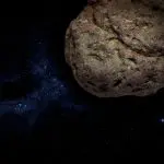 Ilustração de um asteroide no espaço