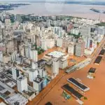 Imagem aérea das enchentes em Canoas