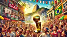Imagem gerada por inteligência artificial do troféu da NBA no Rio de Janeiro