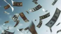 Cédulas de dólar caindo