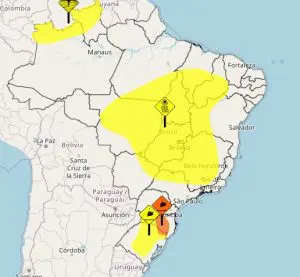 Mapa do Inmet com previsões de temperatura e clima para o Brasil