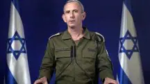 Porta-voz do Exército de Israel, Daniel Hagari, durante discurso