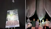 balões enviados da coreia do sul para a coreia do norte