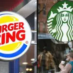 Foto mostra montagem com logo do Burger King e da Starbucks, lado a lado