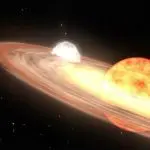 Uma ilustração da Nasa mostra uma simulação do fenômeno Nova | Foto: Divulgação/Nasa