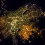 Imagem aérea da cidade de São Paulo vista da Estação Espacial Internacional