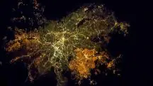 Imagem aérea da cidade de São Paulo vista da Estação Espacial Internacional
